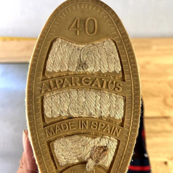 ALPARGATUS Shoes Flats Women's Size 40 10 Red Navy Blue Stripe Espadrilles - Picture 9 of 11